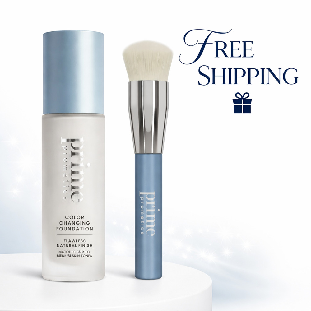 Primeskin Foundation + Brush Set Flawless Natural Finish Makeup Bundle NEW